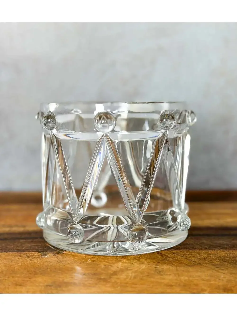 Bohemian Lead Crystal Drummer Boy Drum | Czech Cachepot Vase, Christmas